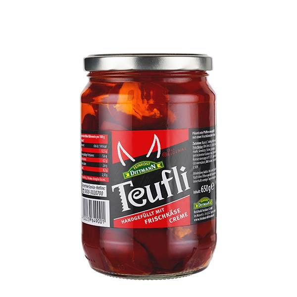 Feinkost Dittmann Teufli rot gefüllt mit Frischkäse 650g