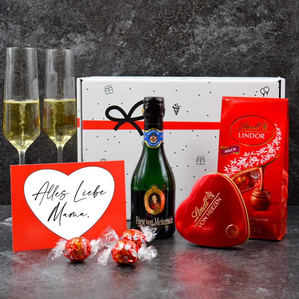 Geschenkset zum Muttertag | Geschenk Box mit Lindt Pralinen, Schokolade, Sekt & Grußkarte – Bild 5