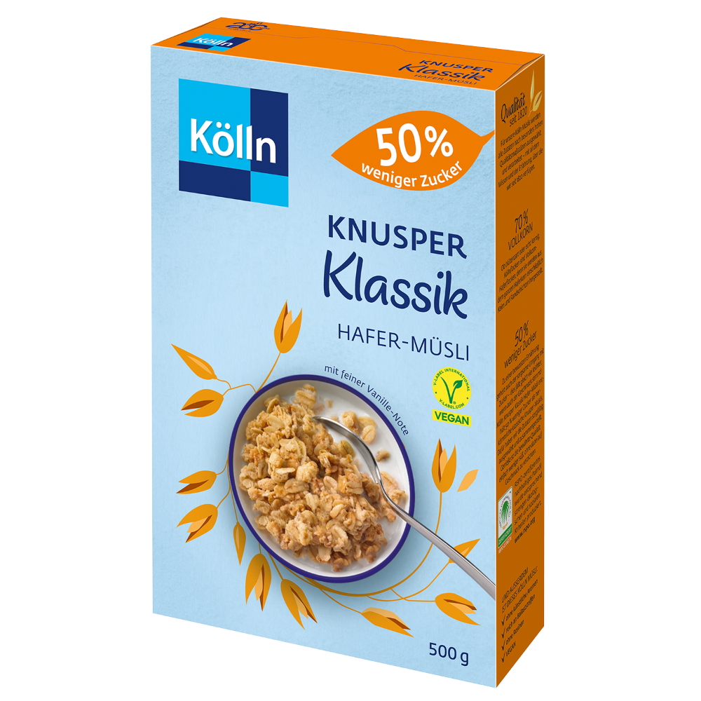 Kölln Knusper Klassik Hafer-Müsli 50% weniger Zucker 500g